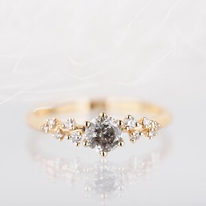 14K gold salt and pepper diamond and white diamonds engagement ring
