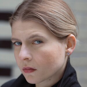 Sterling silver pink sapphire simple stud earrings