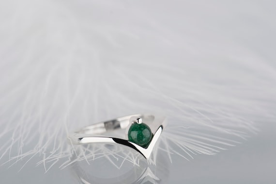 Sterling silver aventurine promise chevron ring for her