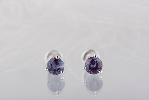 Alexandrite sterling silver stud earrings