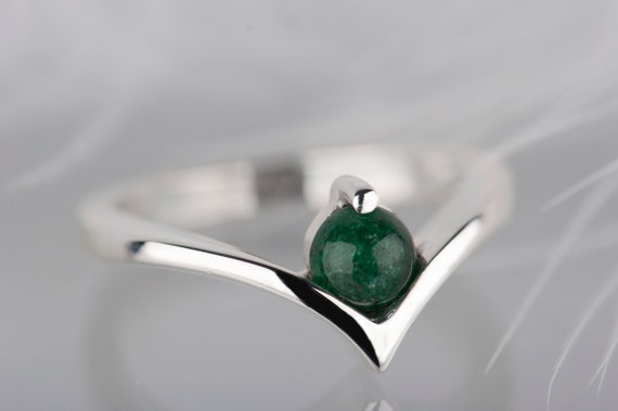 Sterling silver aventurine promise ring for her