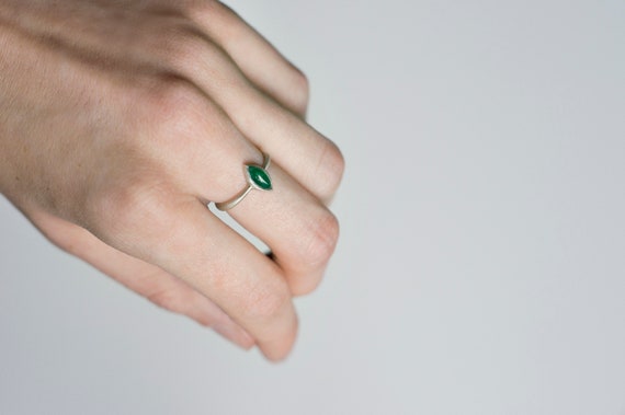 Sterling silver marquise aventurine ring