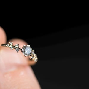 14K gold salt and pepper diamond and white diamonds engagement ring