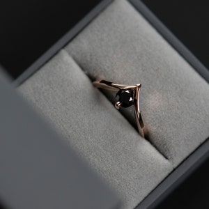14K rose gold black diamond ring