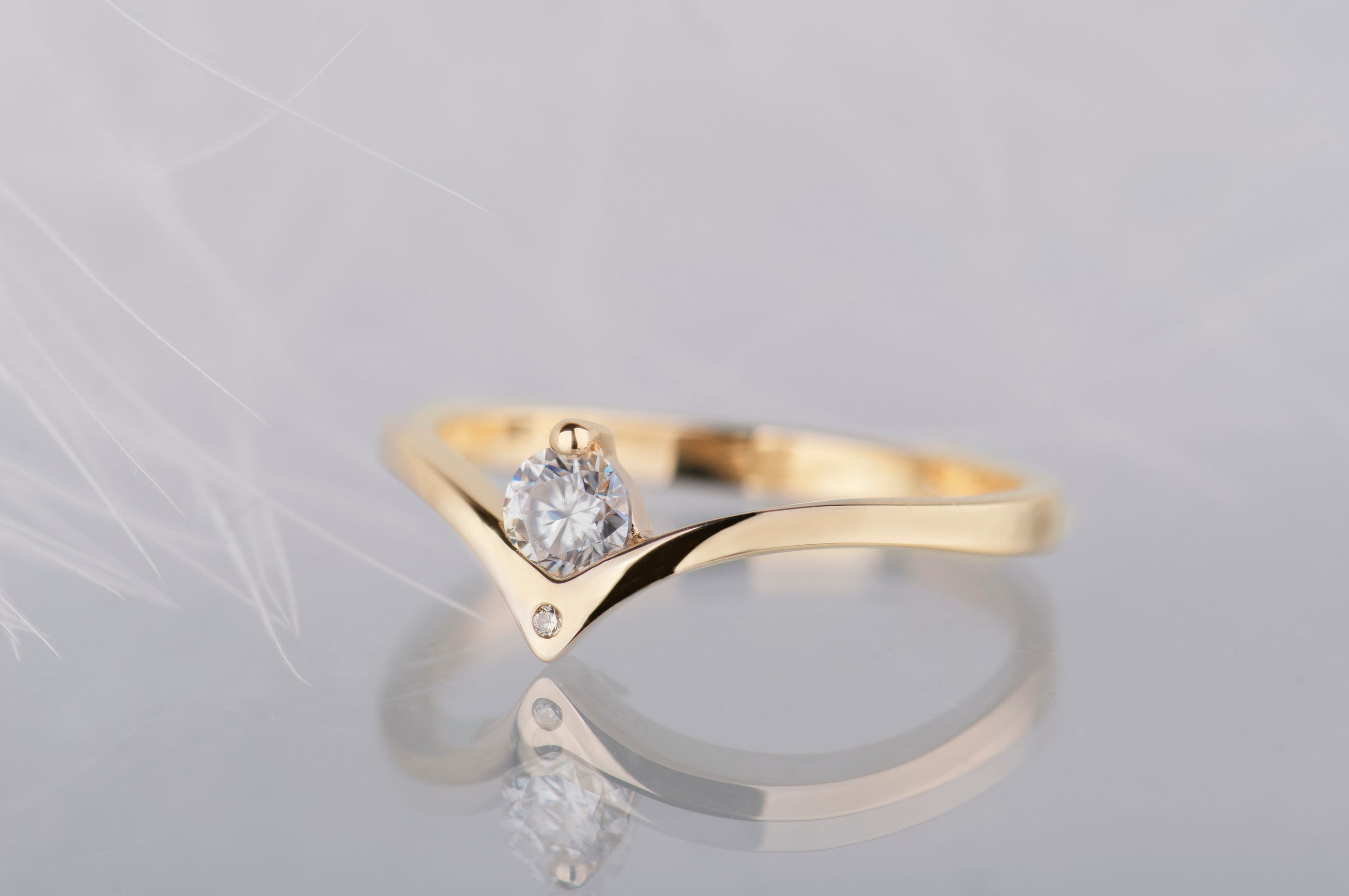 Custom Engagement Ring Setting 14K Gold Semi Mount Setting Only No Stone Custom Fit Any Shape, Plain Band Simple Solitaire Ring Setting