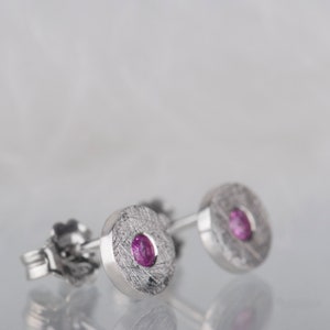 Sterling silver pink sapphire simple studs