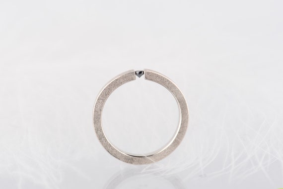 14K white, yellow or rose gold black diamond tension ring