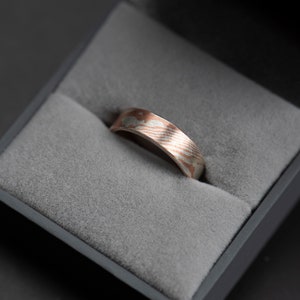 Mokume gane wide wedding band