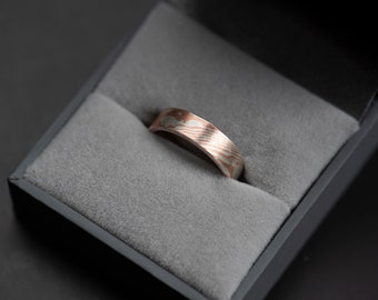 Mokume gane wide wedding band