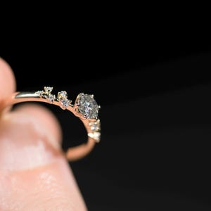 14K gold salt and pepper diamond and white diamonds engagement ring