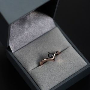 14K rose gold black diamond ring