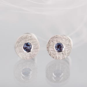 Sterling Silber Alexandrit runde Ohrstecker