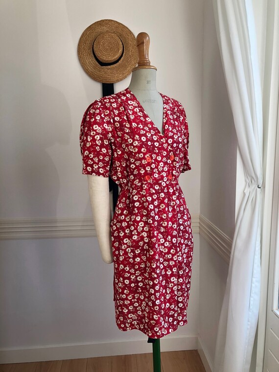Vintage 40's style dress, 80's does 40's Floral Pr