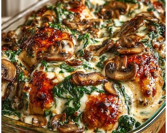 Creamy Chicken, Spinach & Mushroom Bake
