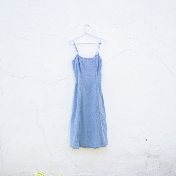 spaghetti strap denim dress