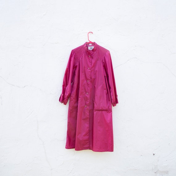 magenta jacket | trench | rain coat | 80's | vinta