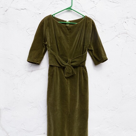 olive green velvet dress | hand made | vintage | 6