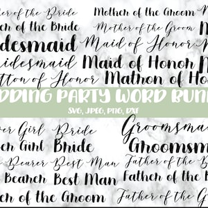 Wedding Bundle Vol 1 SVG, png, dxf, jpeg, Wedding party svg, bridal party svg, groom svg, flower girl svg, wedding svg bundle, svg bundle