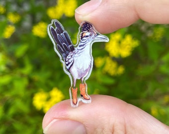 Roadrunner in Boots Acrylic Pin | Roadrunner in Cowboy Boots Pin | Bird Acrylic Pin | Bird Lovers Pin