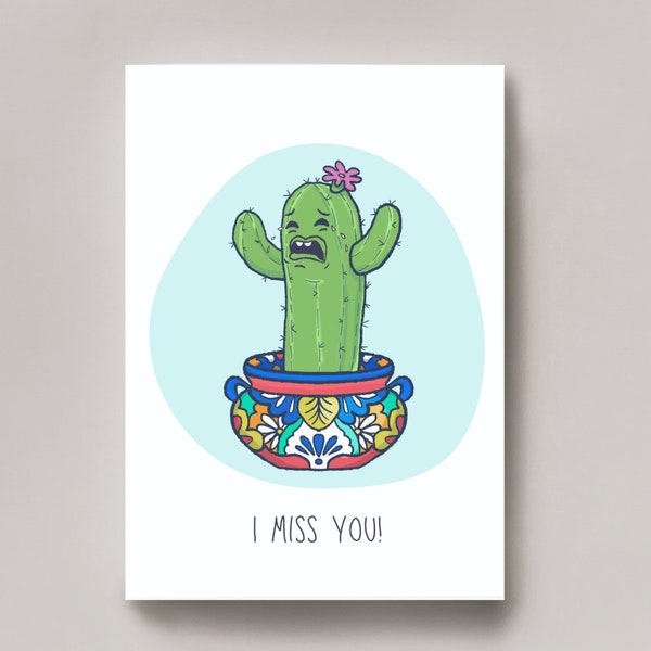 I Miss You Cactus Card, Long Distance Relationship Card, Funny Cactus Card, Miss You Gift, Funny Friendship Card