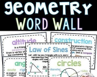 Geometry - Middle School & High School - 40 Page Word Wall