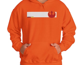 Felpa con cappuccio unisex in tessuto pesante ispirata ai piloti ribelli / Star Wars / Felpa con grafica fantascientifica / Regalo per appassionati dell'Alleanza Ribelle / Abbigliamento Galaxy's Edge