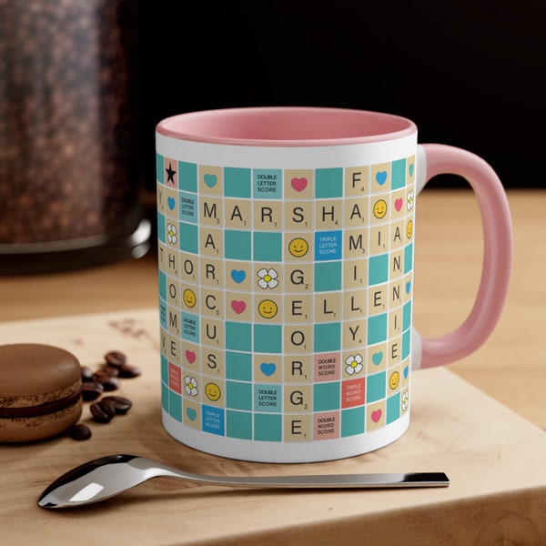 Personalised custom Scrabble Game themed Mug for Anniversary, Birthday or any occasion.
