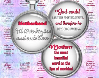 Quotes Digital Collage Sheet,Mother Day,Quotes Mother Day,Mom Day,Pendants,Cabochon Images,2"1.5",1.25",1",35,30,25,20,18,16,14,12,10,6mm