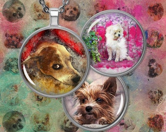 Vintage Dogs,Digital Collage Sheet,2",1.5",1.25",1x1",35mm,30mm,25mm,20mm,18mm,16mm,14mm,12mm,10mm,6mm,Round Images,Pendant image,Bottlecap