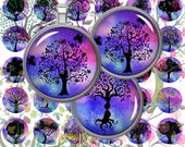 Tree Silhouettes,Tree of Life Printable Circles,Tree Round Images,Digital Collage Sheets,2 quot ,1.5 quot ,1.25 quot ,1 quot ,35,30,25,20,18,16,14,12mm,Download