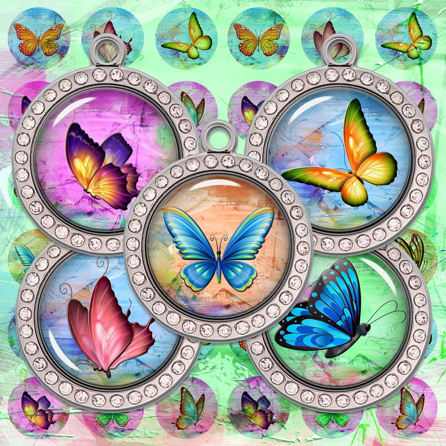 Colorful Butterflies Printable Images Digital Collage Sheet - Etsy