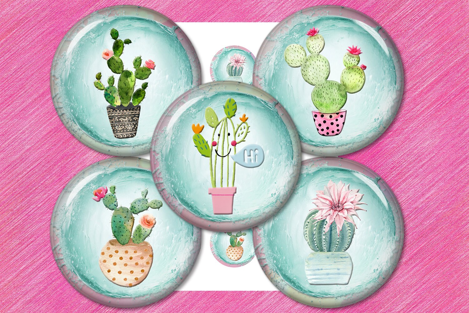Cactus Printable,succulent Images,pastel Colors,watercolors,gardening ...