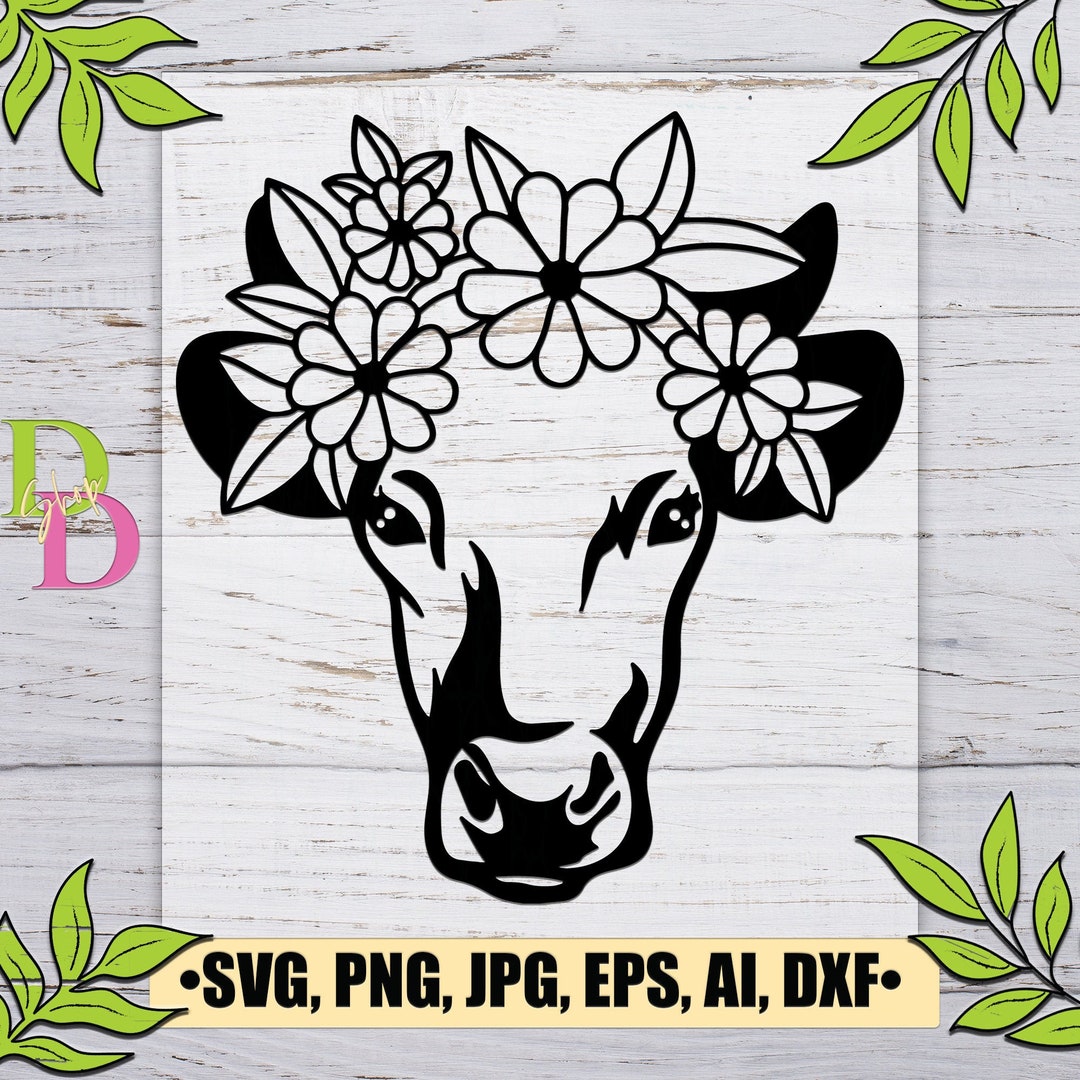 Cow Svg, Floral Wreath Svg, Flower Wreath Svg, Farm Animal Svg ...