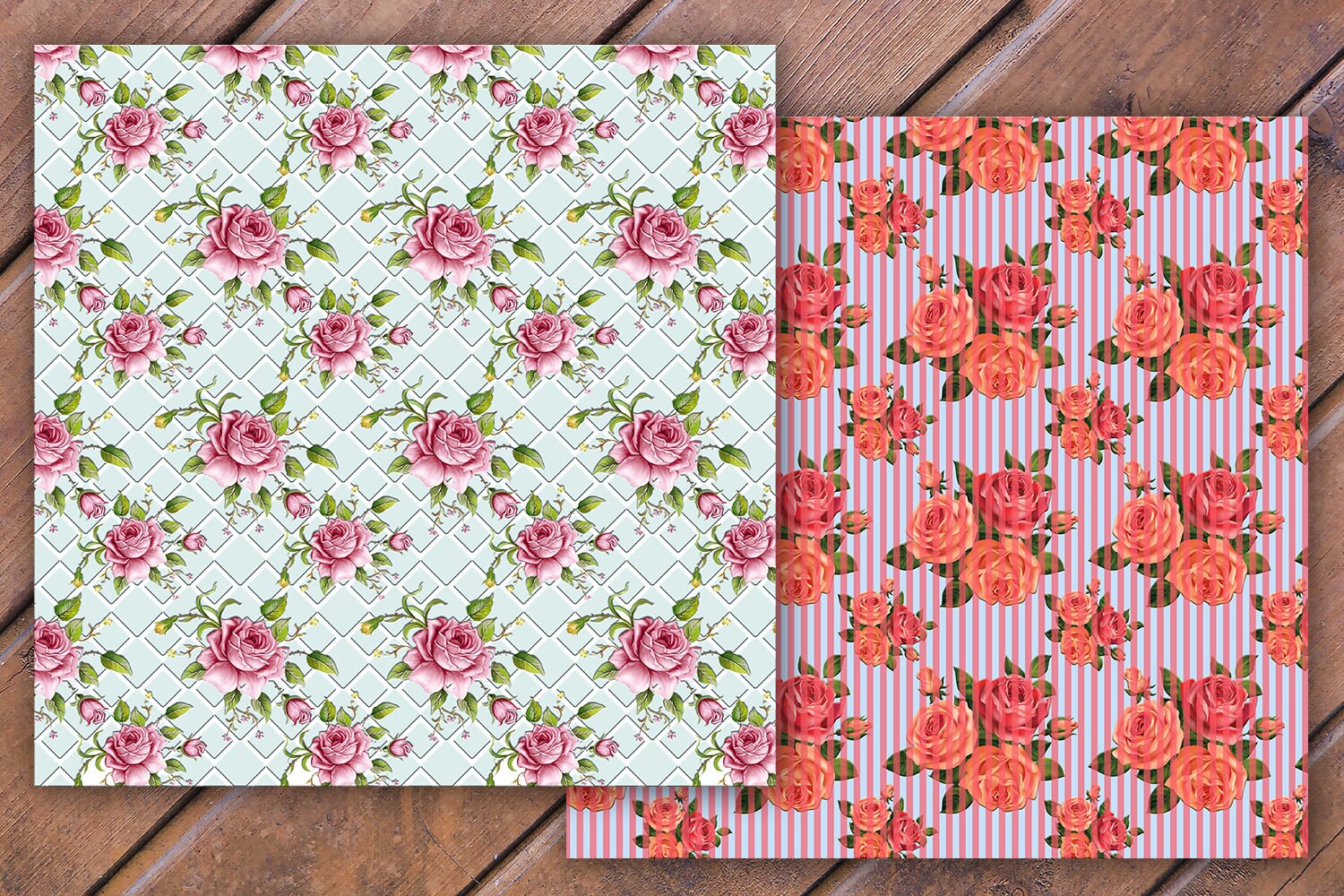 Shabby Chic Papers Flowers Paper Flowers Printable Digital | Etsy