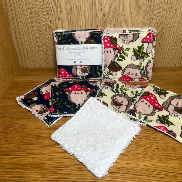 Face Pads - Reusable Face Wipes - Hedgehog - Eye Make Up Remover Pads - Face Wipes - Gifts for Her