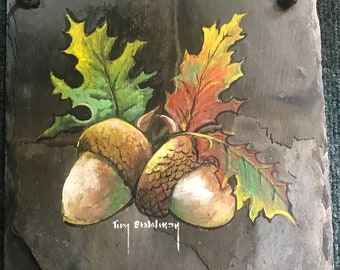 Slate Painting,Autumn Welcome Sign, Door Hanger, Fall Welcome