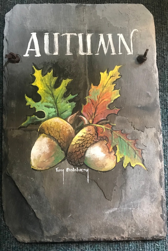 Slate Painting,Autumn Welcome Sign, Door Hanger, Fall Welcome