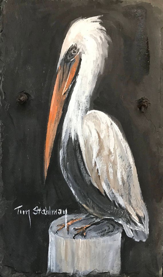 Pelican Slate Painting, Porch Decor, Welcome Sign, Welcome Plaque, Door Hanger