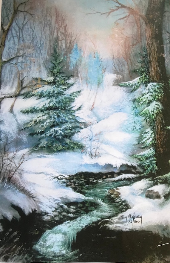 Winter Landscape Slate Painting, Home Decor for Winter