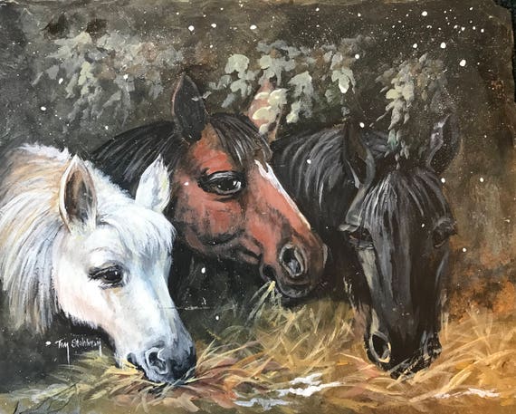 Horse Slate Painting, Farmhouse Decor, Barn Tack Room, Gift for Horse Lovers