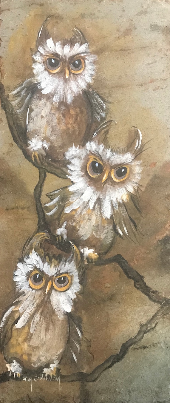 Hand Painted Slate, Owls, Wildlife Lovers, Owl Collectors