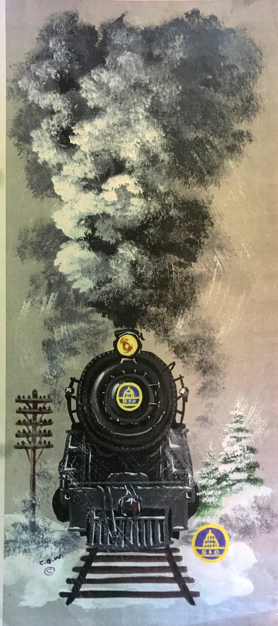 B&O Train,Train Collector, Wall Hanging Slate  Painting , Hand Painted