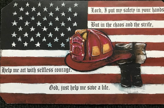 Firefighter Tribute, Slate Painting, Hand Painted Wall Hanging, Gift for Firefighters, First Responders, Fathers Day Gift