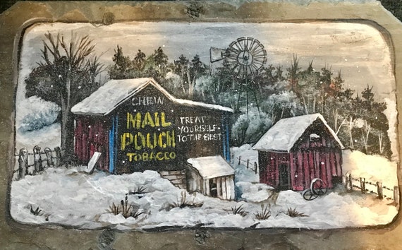 Mailpouch Barn, Nostalgic Slate Painting, Mailpouch Tobacco Vintage Sign