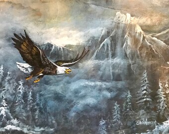 Soaring Eagle on slate,  Wildlife Lovers, ideal inspirational piece