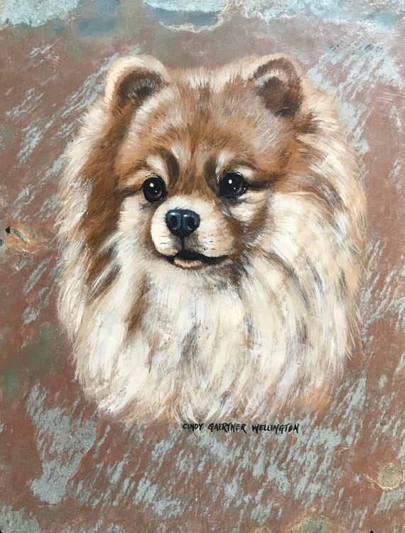 Fawn Pomeranian Dog Slate Painting