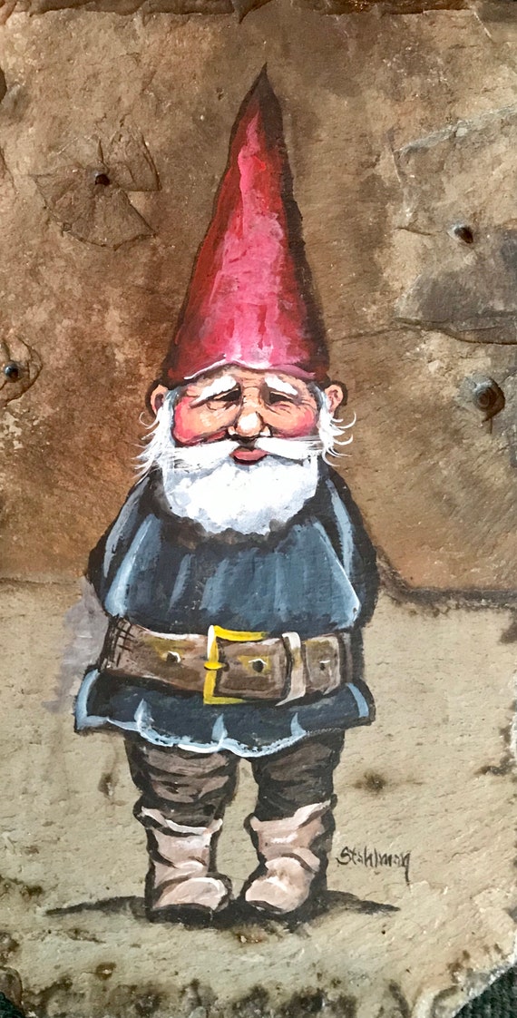 Scandinavian Decor, Gnome Slate Painting, Troll,Hand Painted Slate, Swedish Decor