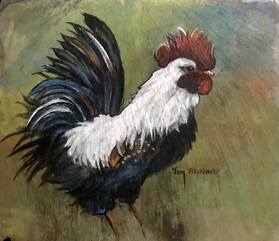 Rooster Slate Painting, Country Kitchen Decor, Rustic Decor, Farmhouse, French Country