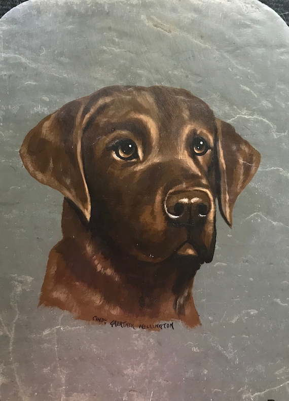 Chocolate Labrador, Slate Painting, Dog Lovers