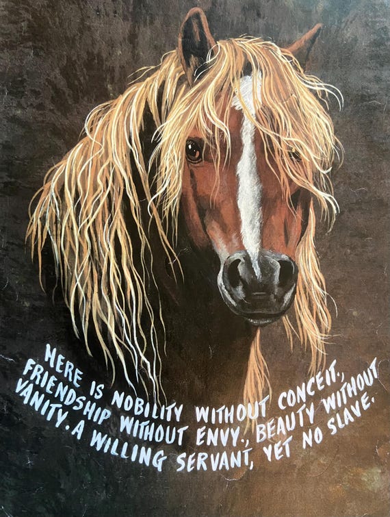 Horse with Inspirational Verse on Slate, Equestrian Art, Ideal Gift for Horse Lovers, Tack Room, Farmhouse Decor.